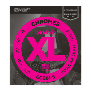 D'Addario ECB81-5 Chromes Bass 5 String Light Long Scale (45-132) image