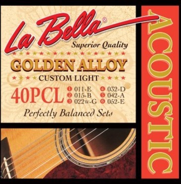 La Bella Acoustic Golden Alloy Custom Light 40PCL (11-52) image