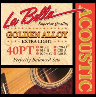 La Bella Acoustic Golden Alloy Extra Light 40PT (10-50) image