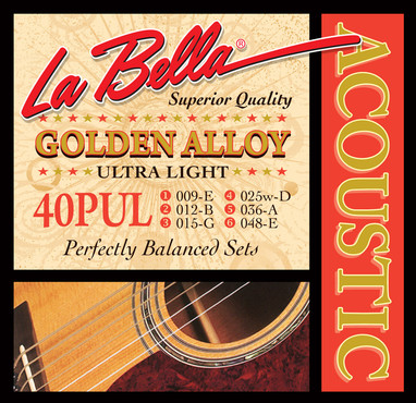 La Bella Acoustic Golden Alloy Ultra Light 40PUL (9-48) image