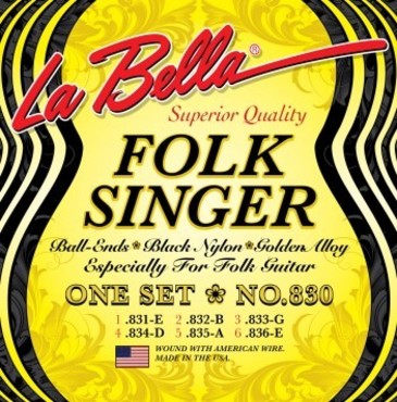 La Bella Folksinger Black Nylon Silver Plated 830 image