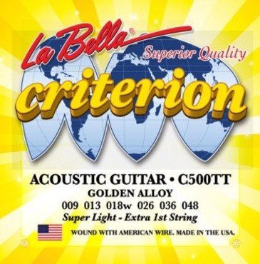La Bella Criterion Acoustic Guitar Golden Alloy Super Light C500TT (9-48) image