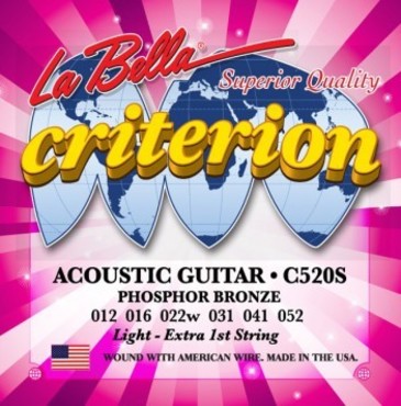 La Bella Criterion Acoustic Guitar Phosphor Bronze Light C520S (12-52) image