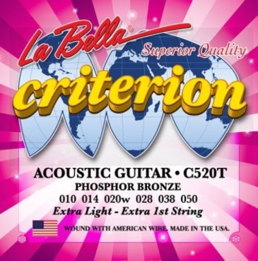 La Bella Criterion Acoustic Guitar Phosphor Bronze Extra Light C520T (10-50) image
