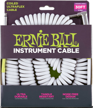 Ernie Ball 6045 White Coiled Straight Angle 0