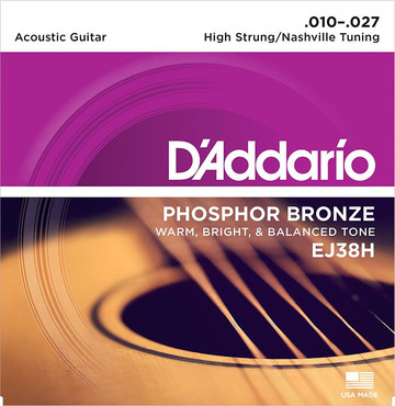 D'Addario EJ38H Phosphor Bronze High Strung Nashville Tuning (10-27) 0