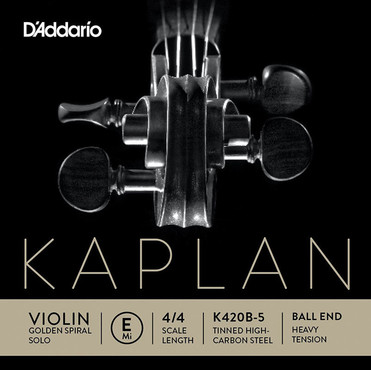 D'Addario K420B-5 Kaplan Golden Spiral Solo Ball End Violin Single E String 4/4 Scale Heavy Tension 0