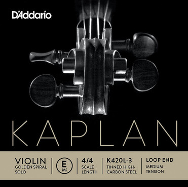 D'Addario K420L-3 Kaplan Golden Spiral Solo Loop End Violin Single E String 4/4 Scale Medium Tension 0