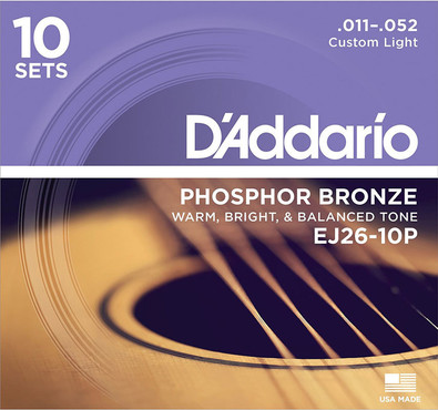 D'Addario EJ26-10P Phosphor Bronze Custom Light (11-52) 0