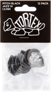 Dunlop 482P150 Tortex Pitch Black Jazz III 12 Pack 0