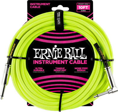 Ernie Ball 6080 Neon Yellow Braided Straight Angle 0