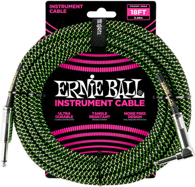 Ernie Ball 6082 Black Green Braided Straight Angle 0