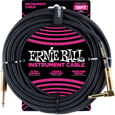 Ernie Ball 6086 Black Braided Straight Angle 0