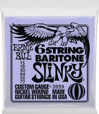 Ernie Ball 2839 Nickel Wound 6 String Baritone Slinky (13-72) 0