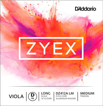 D'Addario DZ412A LM Zyex Viola Single Aluminum Wound D String Long Scale Medium Tension 0