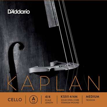 D'Addario KS511 4/4M Kaplan Cello Single A String 4/4 Medium Tension 0