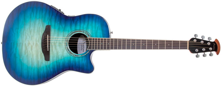 Ovation CS28P-RG Celebrity Standard Exotic Super Shallow Caribbean Blue/Natural Burst On Exotic Quilted Maple 0