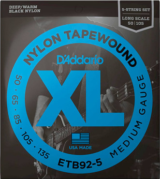 D'Addario ETB92-5 Tapewound Bass 5 String Medium Long Scale (50-135) 0