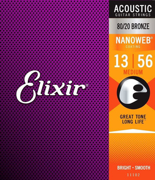 Elixir Nanoweb 80/20 Bronze 11102 Medium (13-56) 0