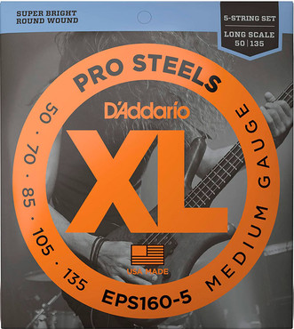 D'Addario EPS160-5 Bass ProSteels 5-String Medium (50-135) 0