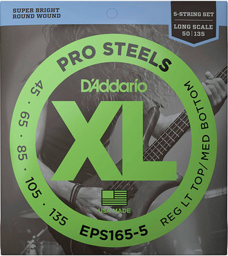 D'Addario EPS165-5 Bass ProSteels 5-String Custom Light (45-135) 0