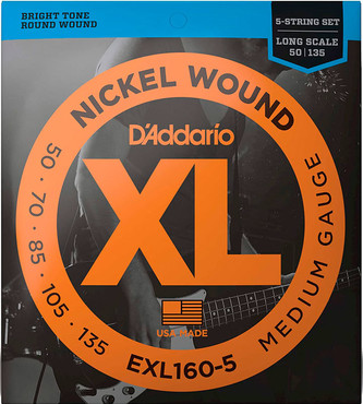 D'Addario EXL160-5 Nickel Wound Bass 5-String Medium (50-135) 0