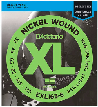 D'Addario EXL165-6 Nickel Wound Bass 6-String Custom Light Long Scale (32-135) 0