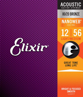 Elixir Nanoweb 80/20 Bronze 11077 Light-Medium (12-56) 0
