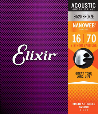 Elixir Nanoweb 80/20 Bronze 11308 8-String Baritone (16-70) 0