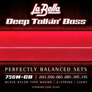 La Bella 750N-CB Deep Talkin' Bass Black Nylon Tape 6-String Light (43-135) 0