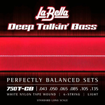 La Bella 750T-CB Deep Talkin' Bass White Nylon Tape Wound 6-String (43-135) 0