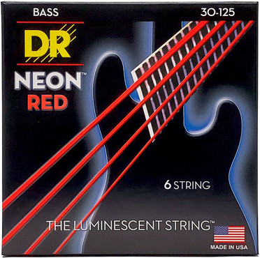 DR Bass Neon Red NRB6-30 Medium 6-String (30-125) 0