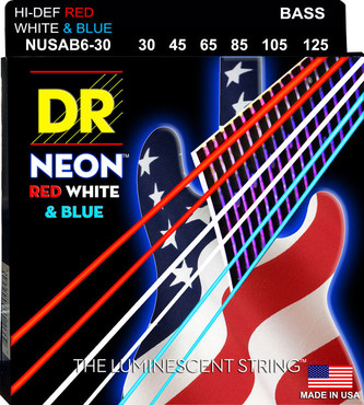 DR Bass Neon USA Flag NUSAB6-30 Medium 6-String (30-125) 0