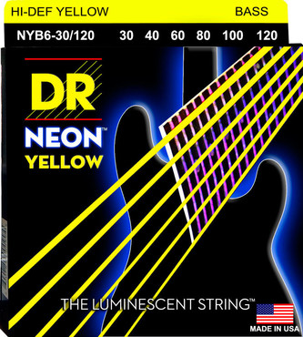 DR Bass Neon Yellow NYB6-30/120 Light 6-String (30-120) 0