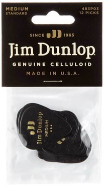 Dunlop 483P03MD Celluloid Black Pick Medium 0
