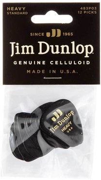 Dunlop 483P03HV Celluloid Black Pick Heavy 0