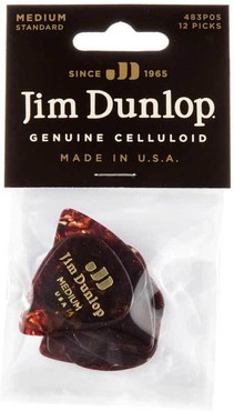 Dunlop 483P05MD Celluloid Shell Pick Medium 12 Pack 0