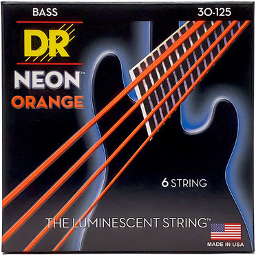 DR Bass Neon Orange NOB6-30 Medium 6-String (30-125) 0