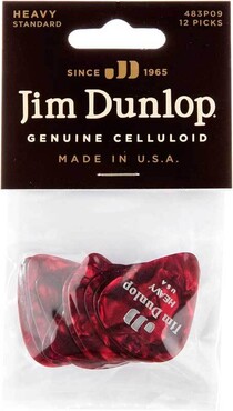 Dunlop 483P09HV Celluloid Red Pearloid Heavy 12 Pack 0